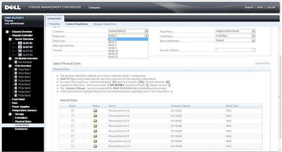 Dell PowerEdge VRTX Shared Storage Screenshot